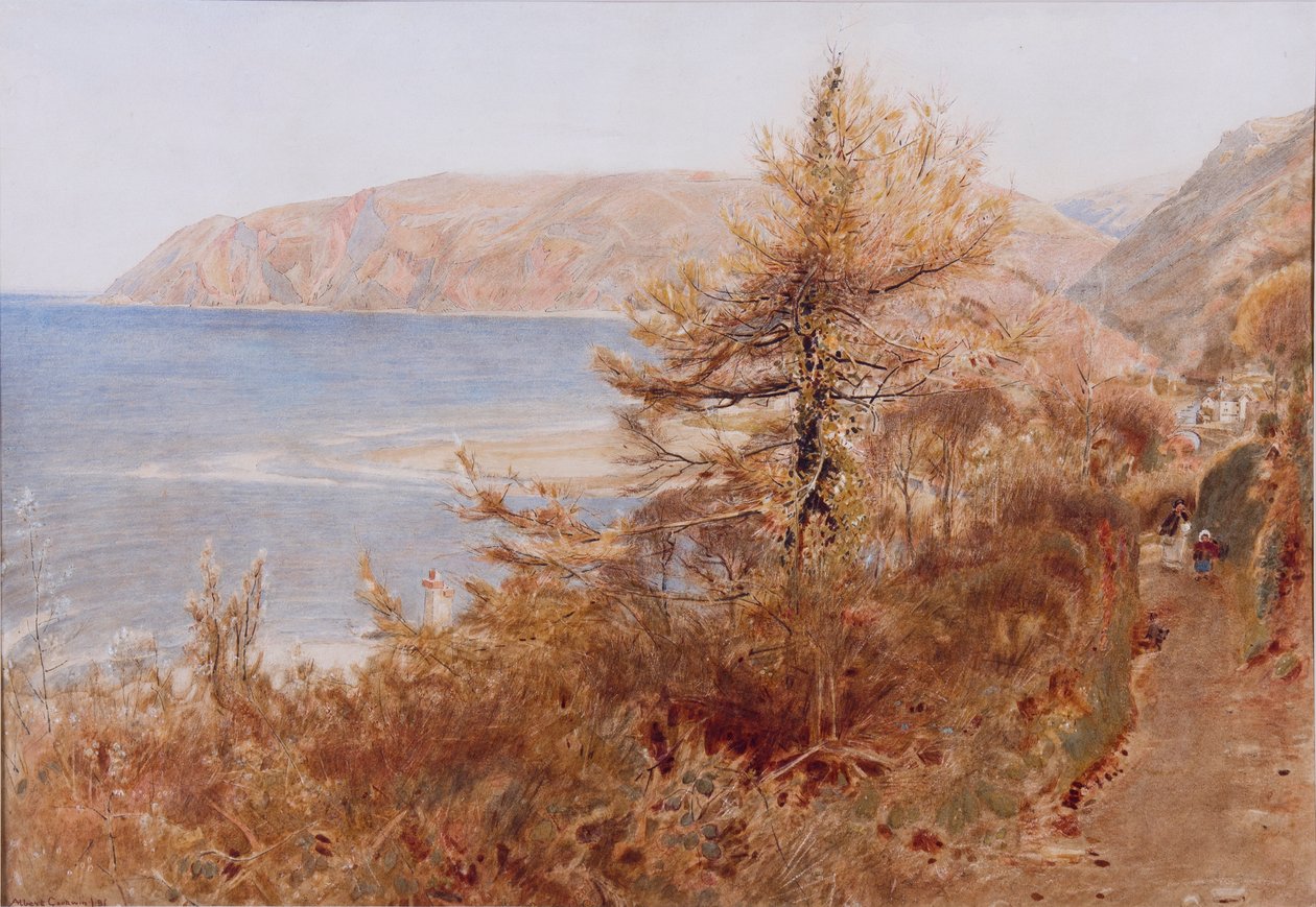 Lynmouth, 1881 (muste ja wc paperilla) tekijältä Albert Goodwin