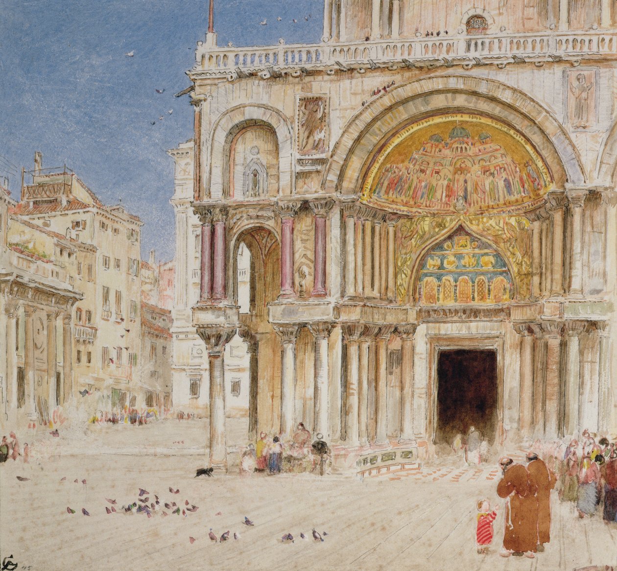 St Marksin luoteiskulma (kynä ja muste wc:llä ja värikynä paperilla) tekijältä Albert Goodwin