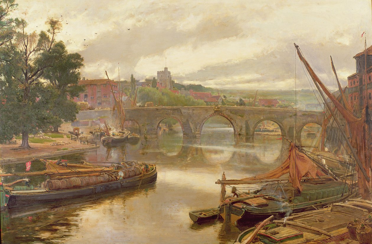 Vanha silta, Maidstone, näkymä etelään tekijältä Albert Goodwin
