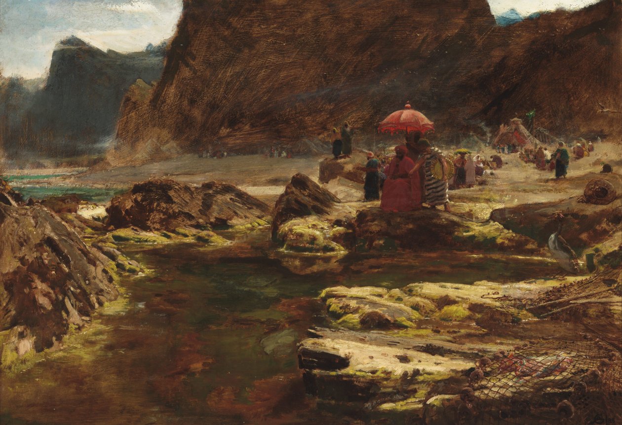 Sulttaani ja hänen leirinsä lumotun järven rannalla tekijältä Albert Goodwin