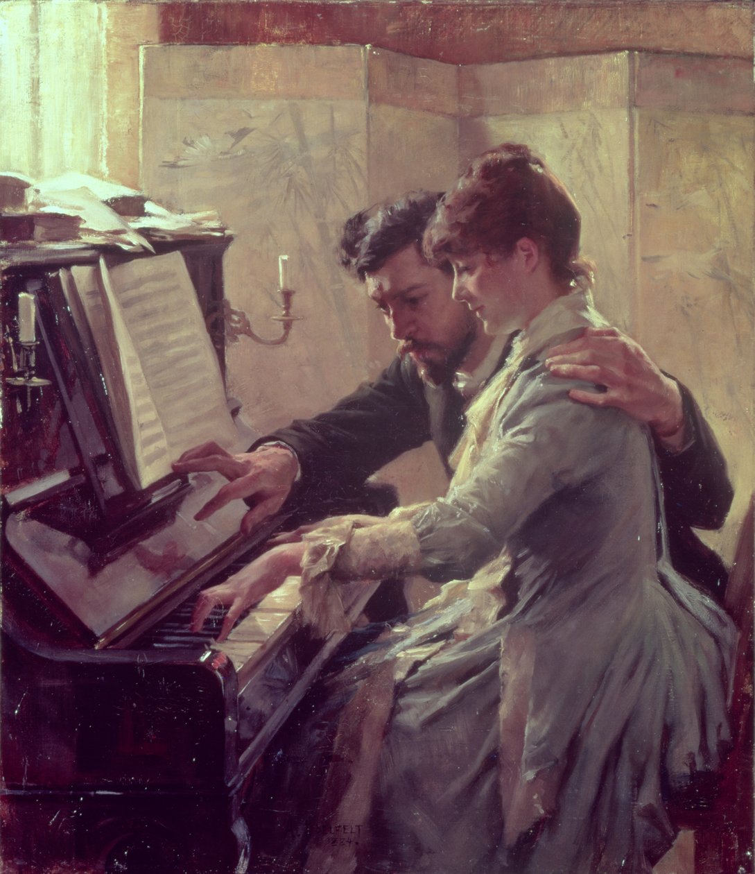 Pianon luona tekijältä Albert Gustaf Aristides Edelfelt