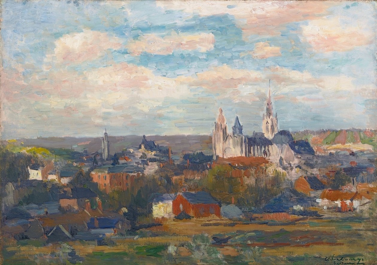 Evreux, la cathedrale Notre-Damen Saksa: VUE DEVREUX AVEC LA CATHEDRALE NOTRE DAMEn tekijältä Albert Charles Lebourg