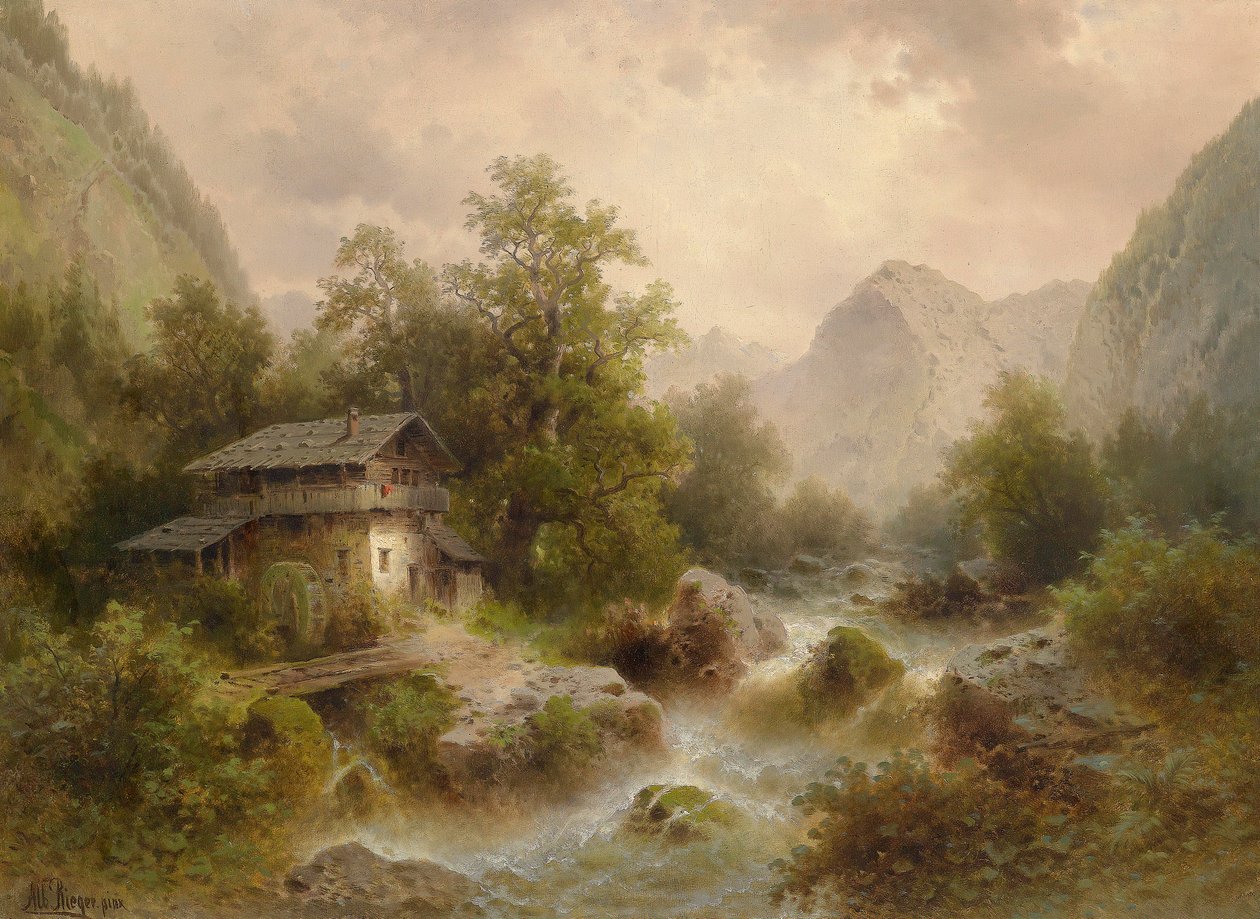 Mühle am Gebirgsbach tekijältä Albert Rieger