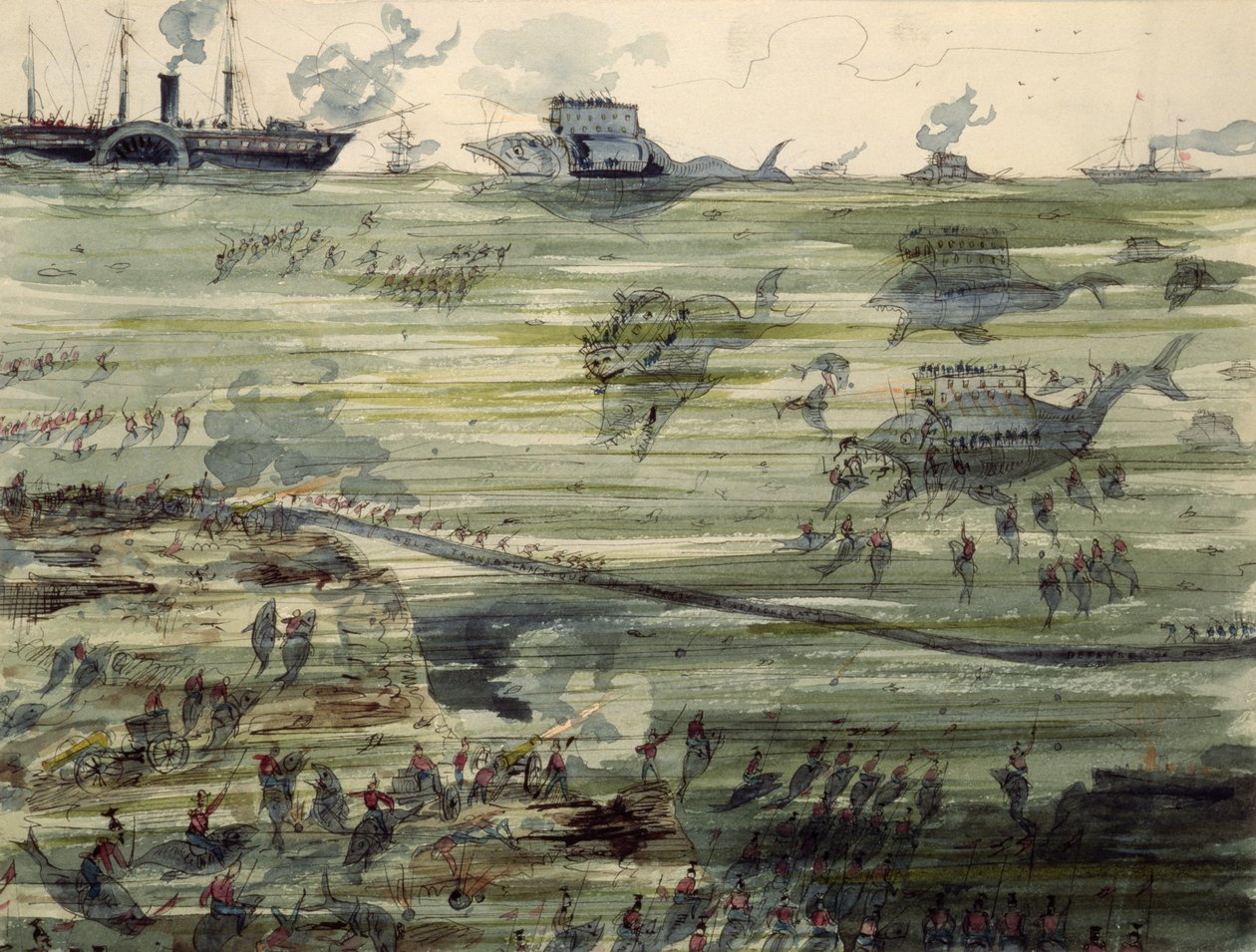 Suuri sukellusvenetaistelu, 1800-luvun loppu tekijältä Albert Robida