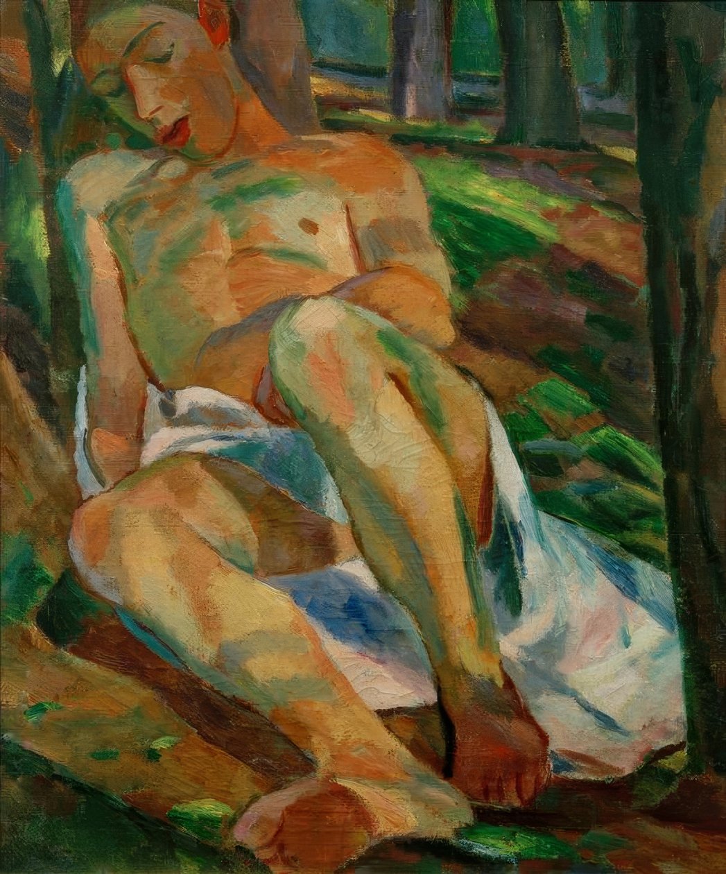 Schlafender Knabe im Wald (Liegender männlicher Akt) tekijältä Albert Weisgerber