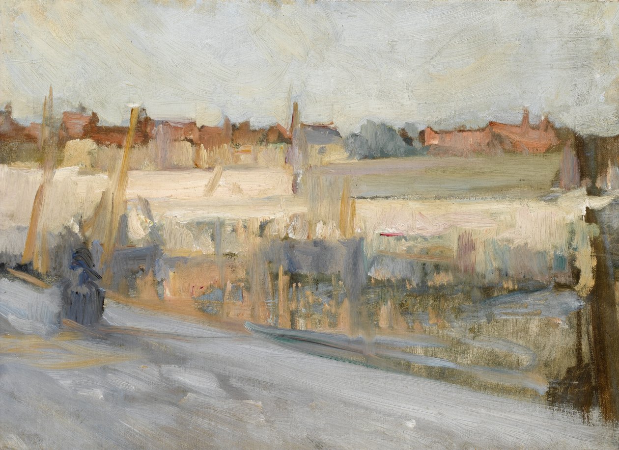 Näkymä satamaan, mahdollisesti Boulogne Sur Meriin tekijältä Albert de Belleroche