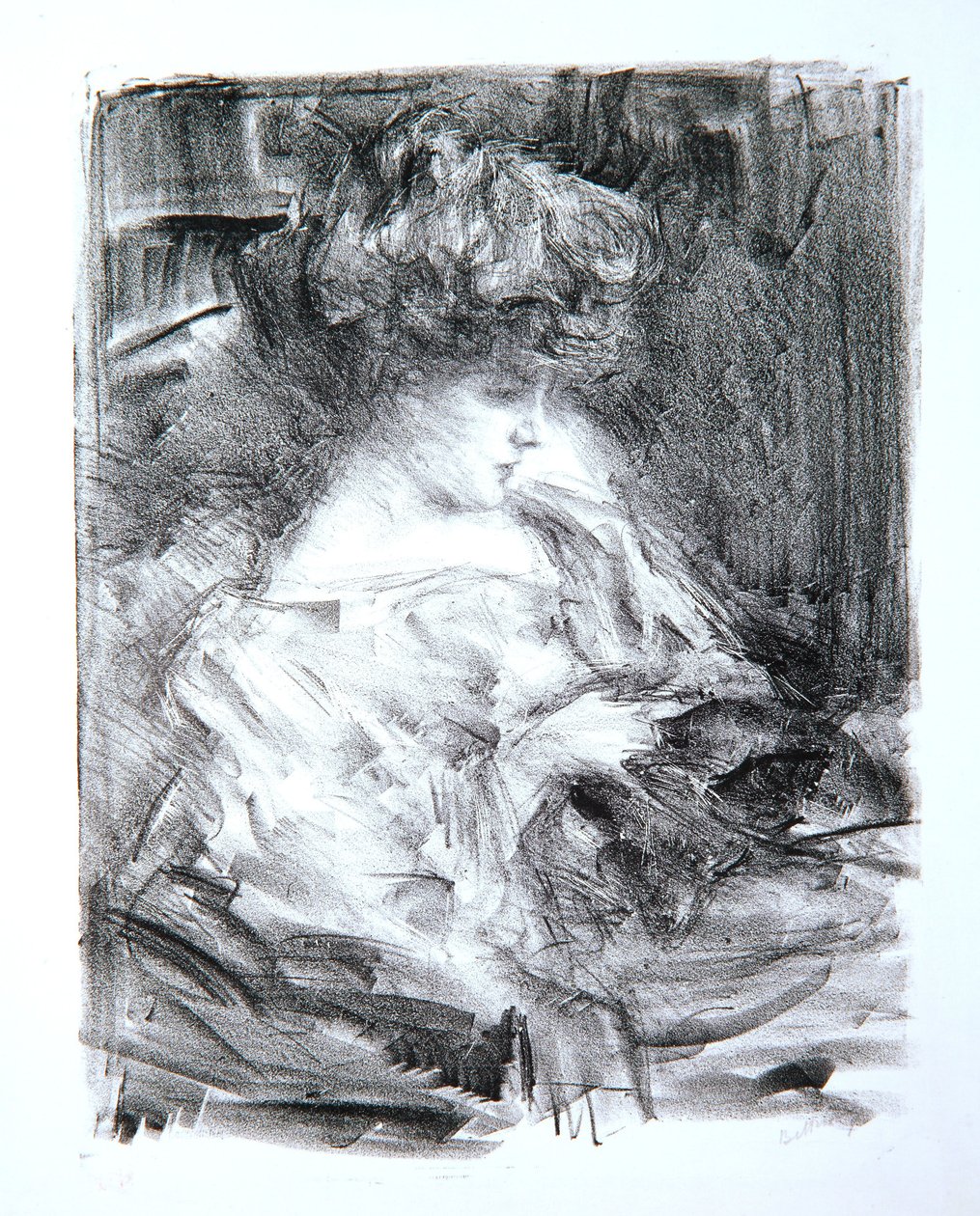 Nainen istuu, neiti Shaw, 1905 tekijältä Albert de Belleroche