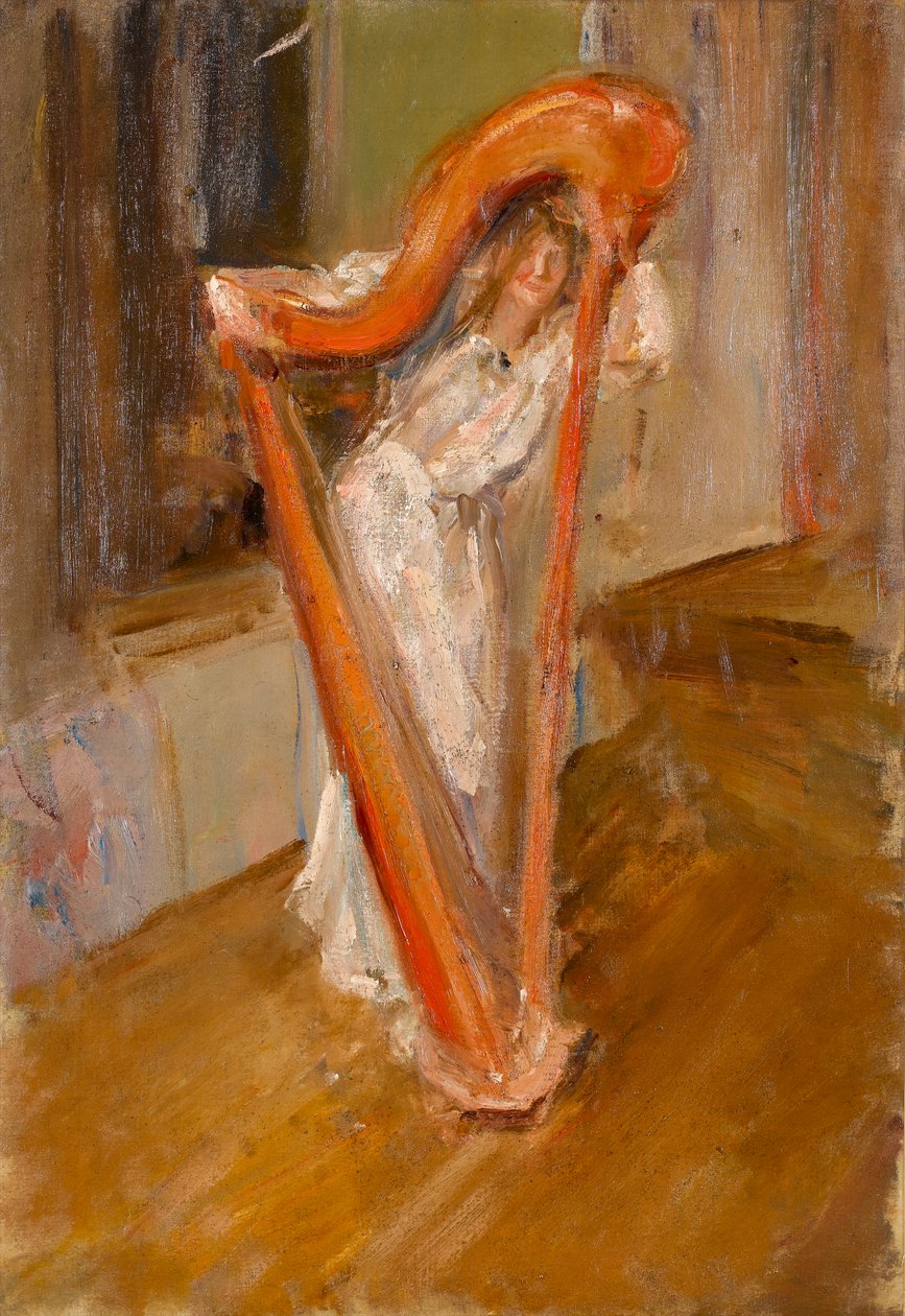 Nainen harpun kanssa, 1903 tekijältä Albert de Belleroche