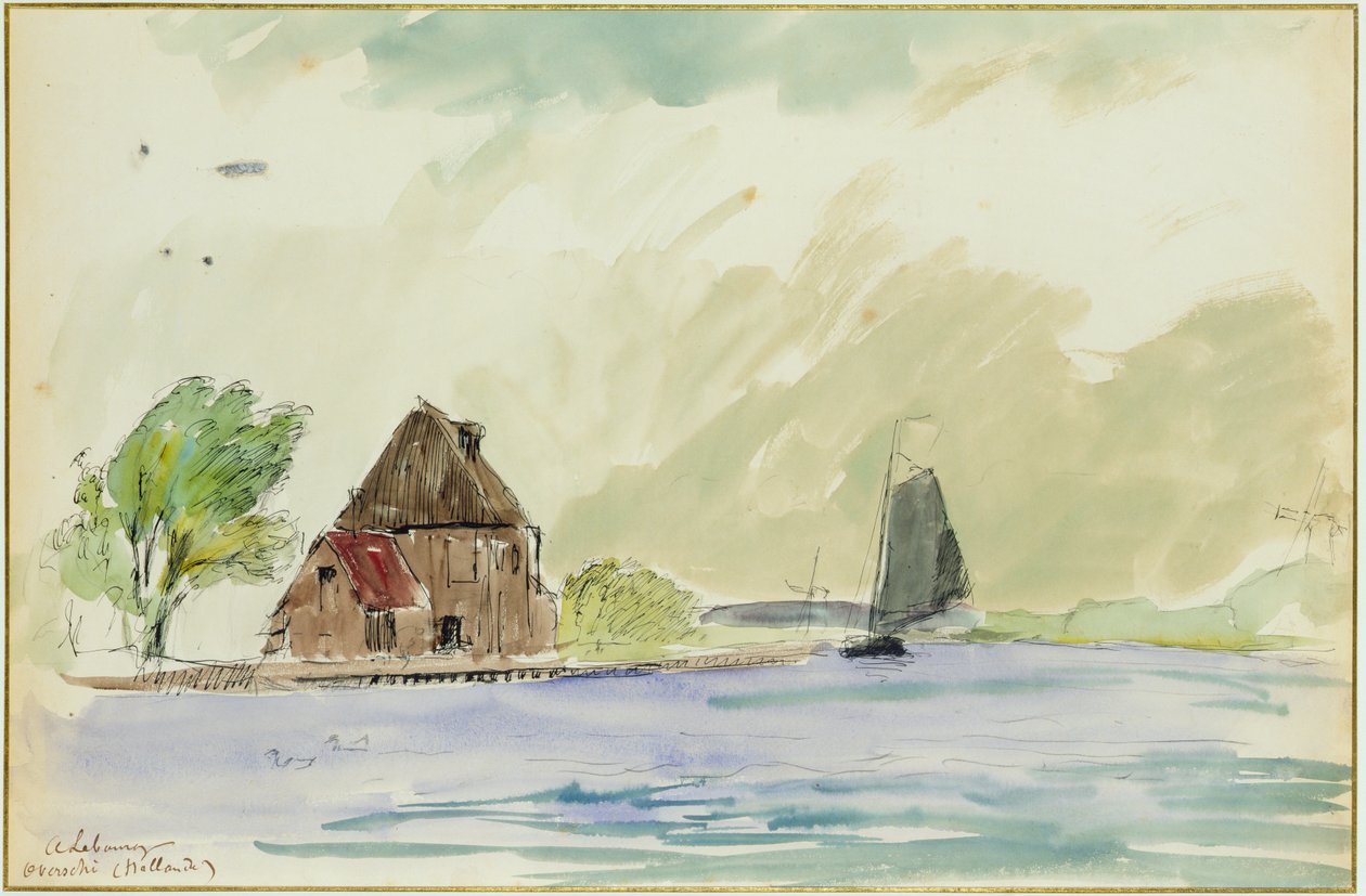 Maas-joen rannat Overschissa, 1897 tekijältä Albert Charles Lebourg
