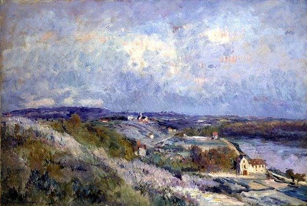 The Hills at Herblay in Spring (öljy kankaalle) tekijältä Albert Charles Lebourg