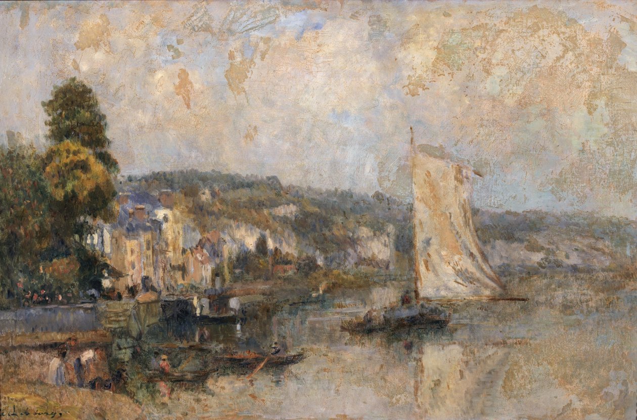 Seine La Bouillen kohdalla, Rouenin lähellä, noin 1904 (öljy kankaalle). tekijältä Albert Charles Lebourg