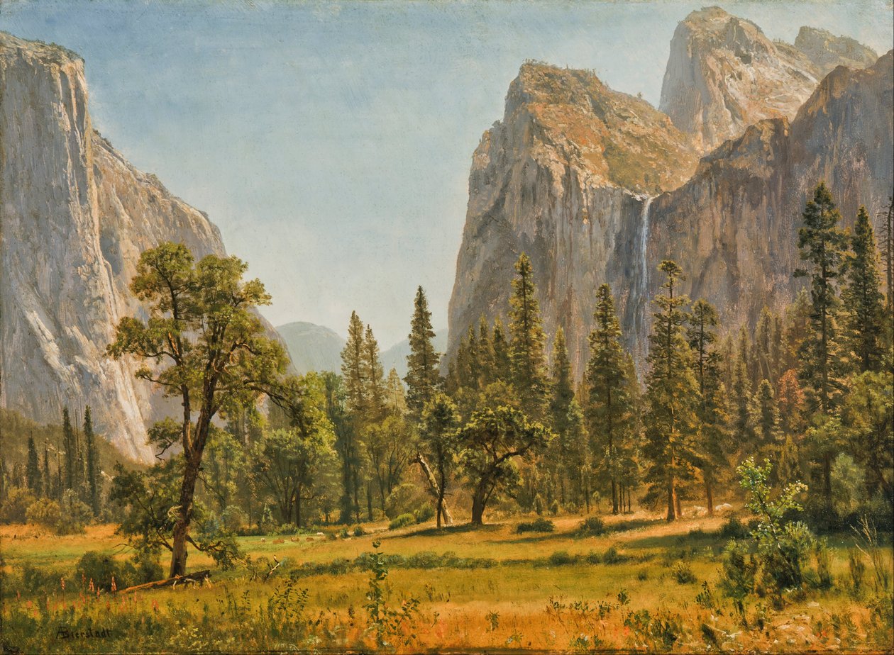 Bridal Veil Falls, Yosemiten laakso, Kalifornia tekijältä Albert Bierstadt