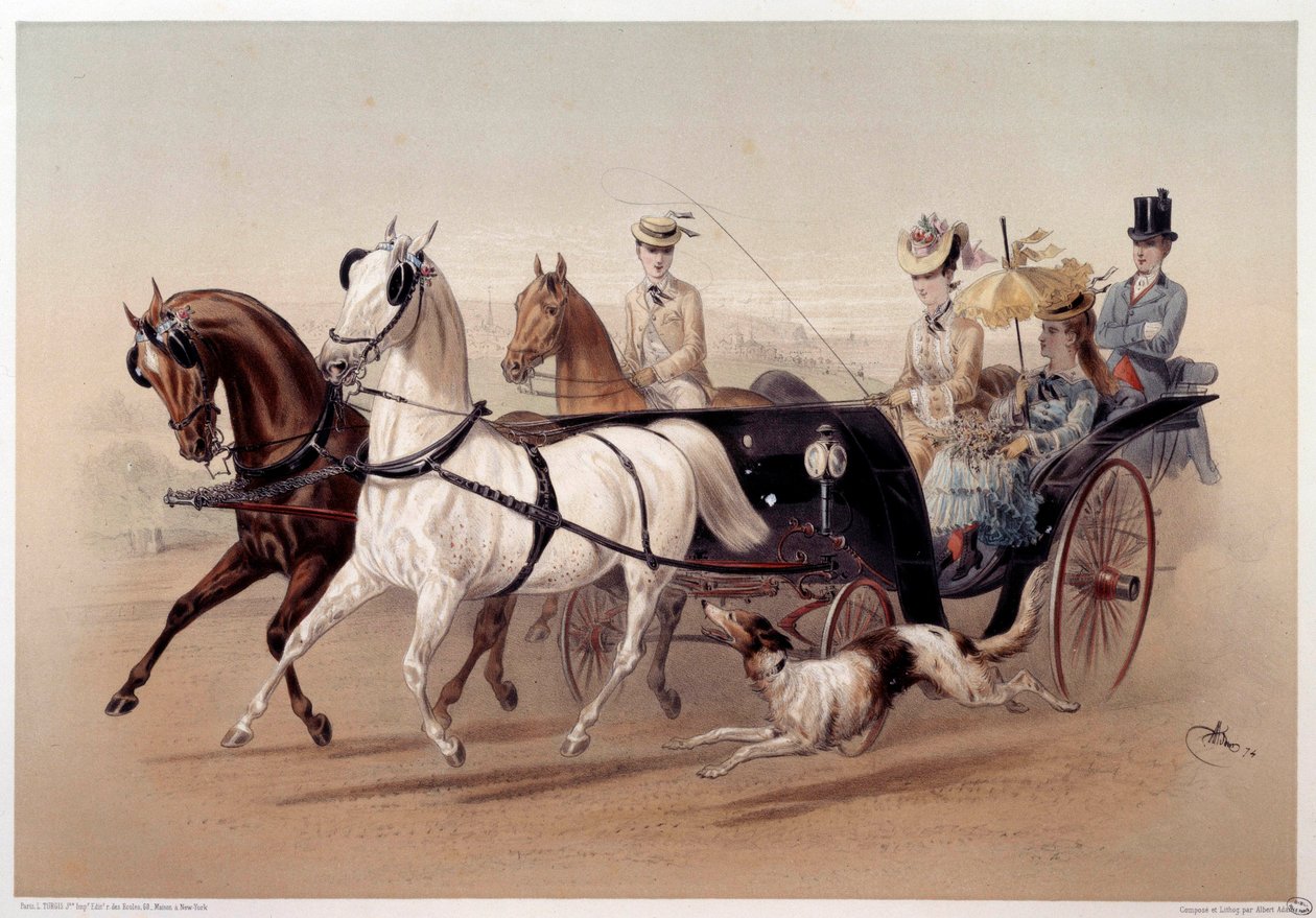 Victoria-auto ja Tarbesin hevoset Albert Adamin (1833-?) 1800-luvun Pariisi, Musee Carnavalet tekijältä Albert Adam