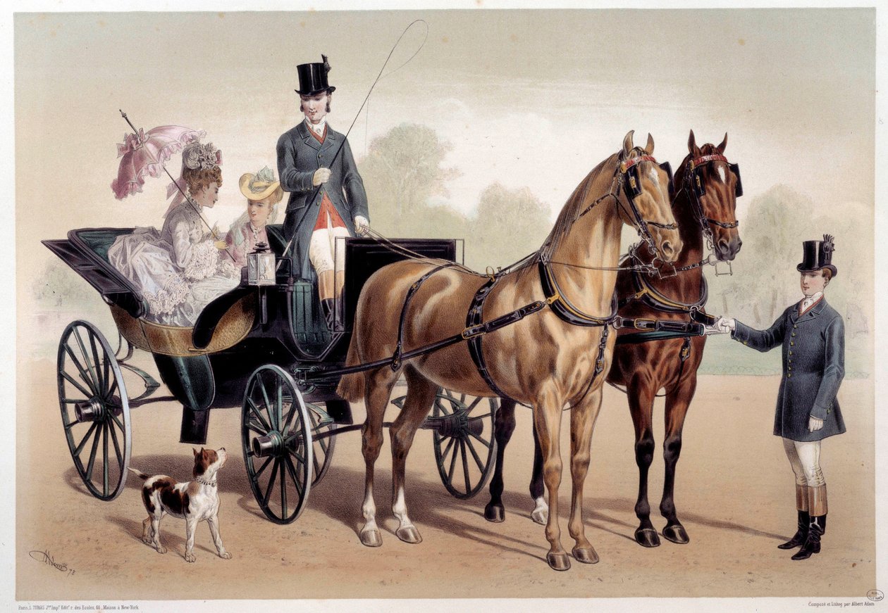 Hevoskärryt anglo-normannihevosilla Teos Albert Adam (1833-?) 1800-luvun Pariisi, Musee Carnavalet tekijältä Albert Adam