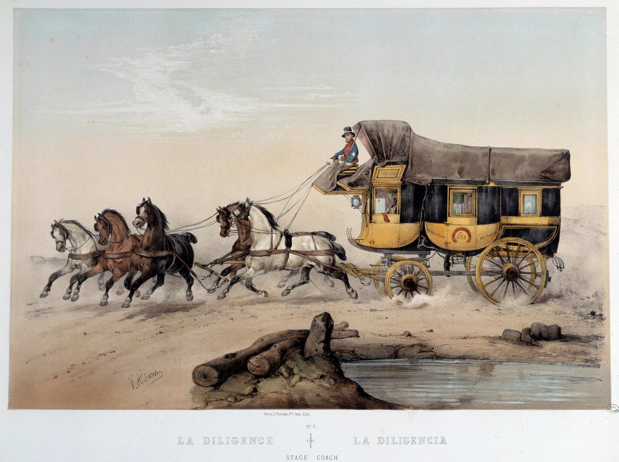 La diligence”” Litografia Albert Adam (1833-?) 1870 Paris, Musee Carnavalet tekijältä Albert Adam
