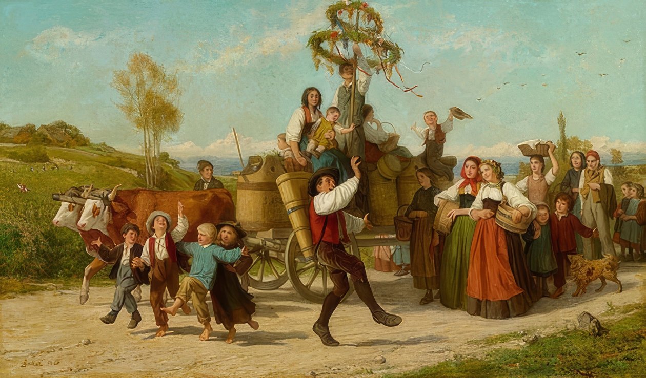 Viinifestivaali. 1865 tekijältä Albert Anker
