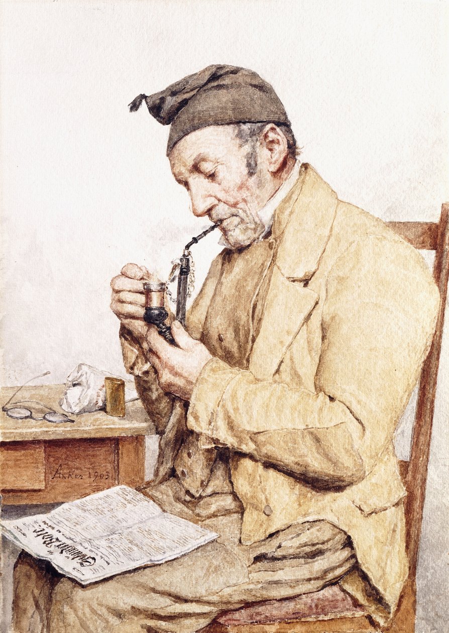 Isoisä Pipellä, 1903 tekijältä Albert Anker