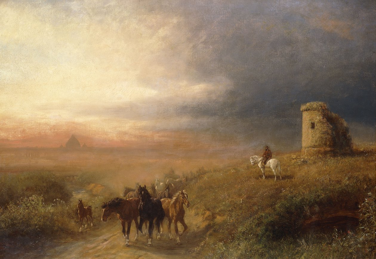 Auringonlasku Campagnassa; Iltatunnelmaa Campagnassa tekijältä Albert Arnz