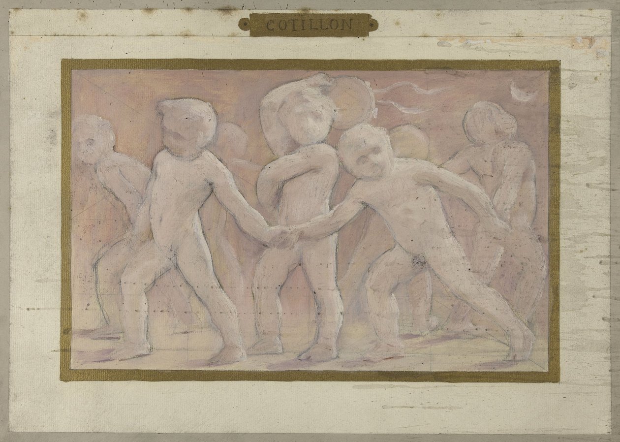 Luonnos Pariisin Hôtel de Villen Salle des Fêtes -tilaa varten: Cotillons, vuosien 1889 ja 1895 välillä (öljy). tekijältä Albert Aublet