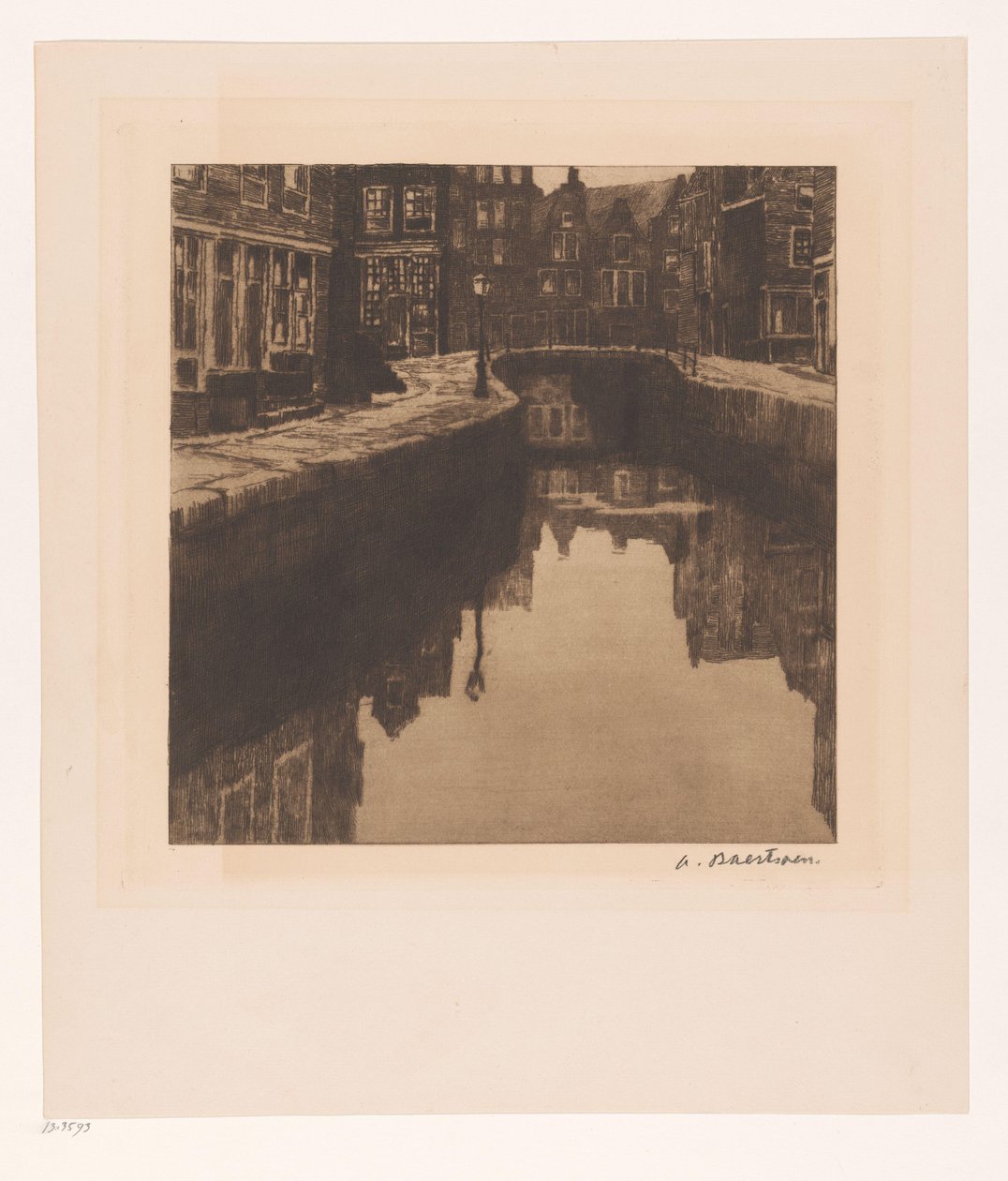 Näkymä Krom Boomsslootista Amsterdamissa tekijältä Albert Baertsoen (signed by artist)