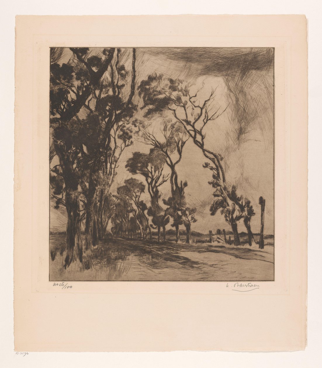 Maisema katua kohti Oostendetta tekijältä Albert Baertsoen (signed by artist)