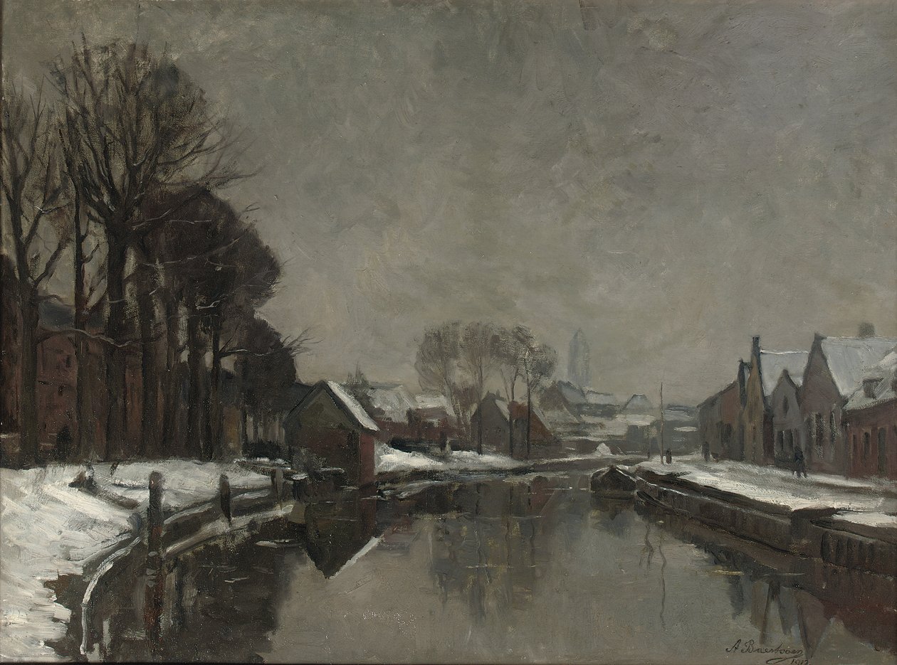 Belgialainen kaupunki talvella, 1912 tekijältä Albert Baertsoen
