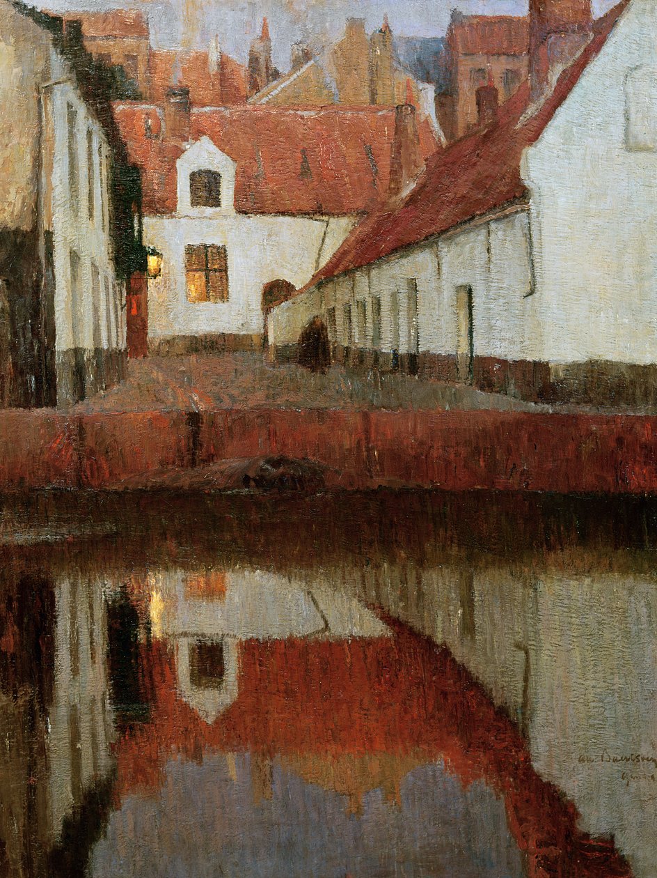 Pieni kaupunki veden äärellä, hämärässä, 1899 tekijältä Albert Baertsoen
