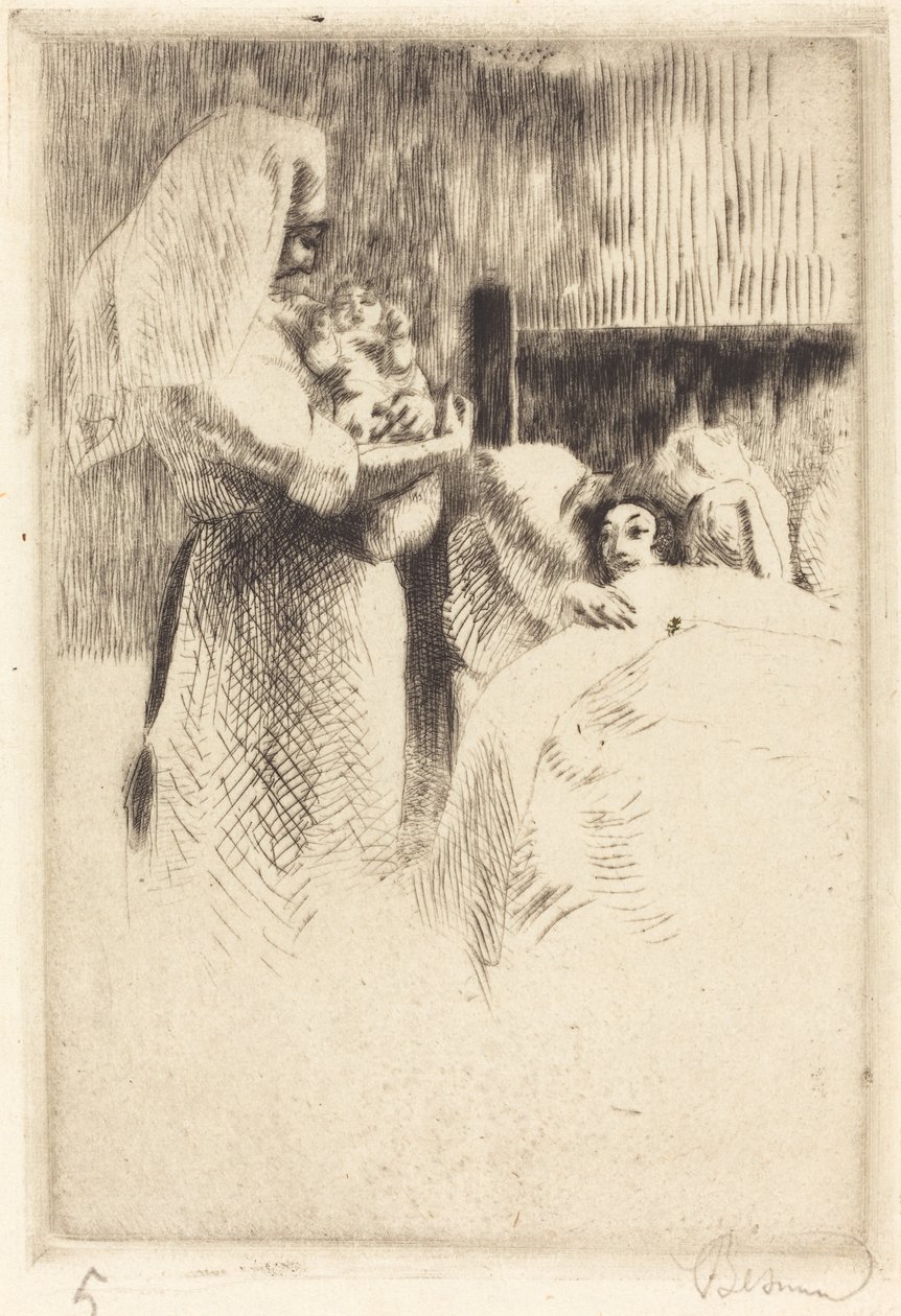 Anne-Élisabeth Besnardin syntymäilmoitus (Anne-Élisabeth Besnardin syntymäkortti) tekijältä Albert Besnard