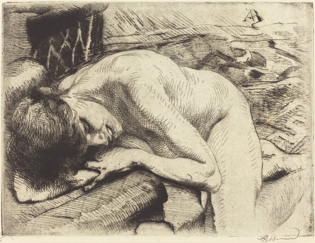 Malli nukkuu lattialla tekijältä Albert Besnard