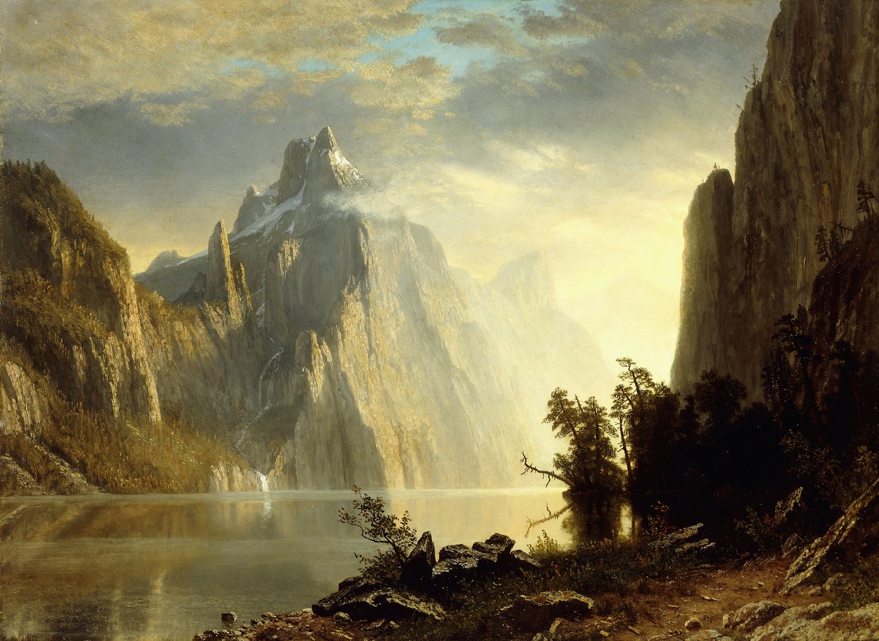 Järvi Sierra Nevadassa, 1867 tekijältä Albert Bierstadt