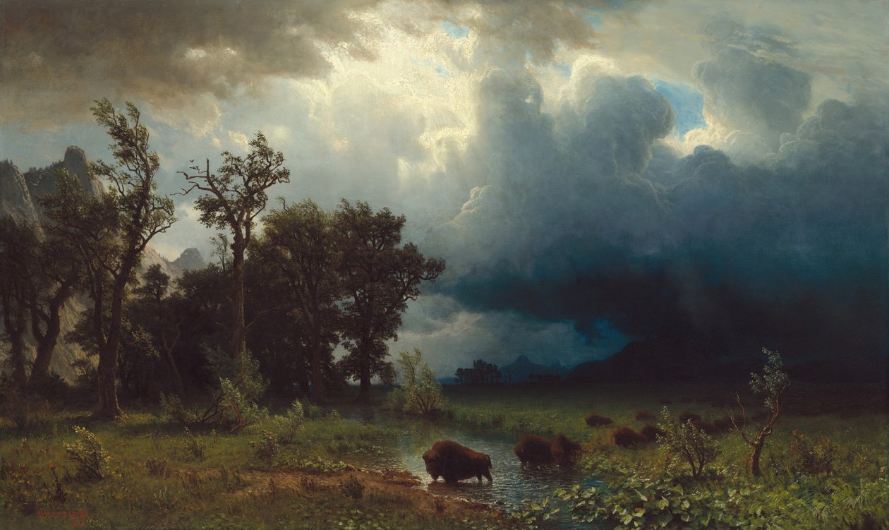 Buffalo Trail: lähestyvä myrsky tekijältä Albert Bierstadt