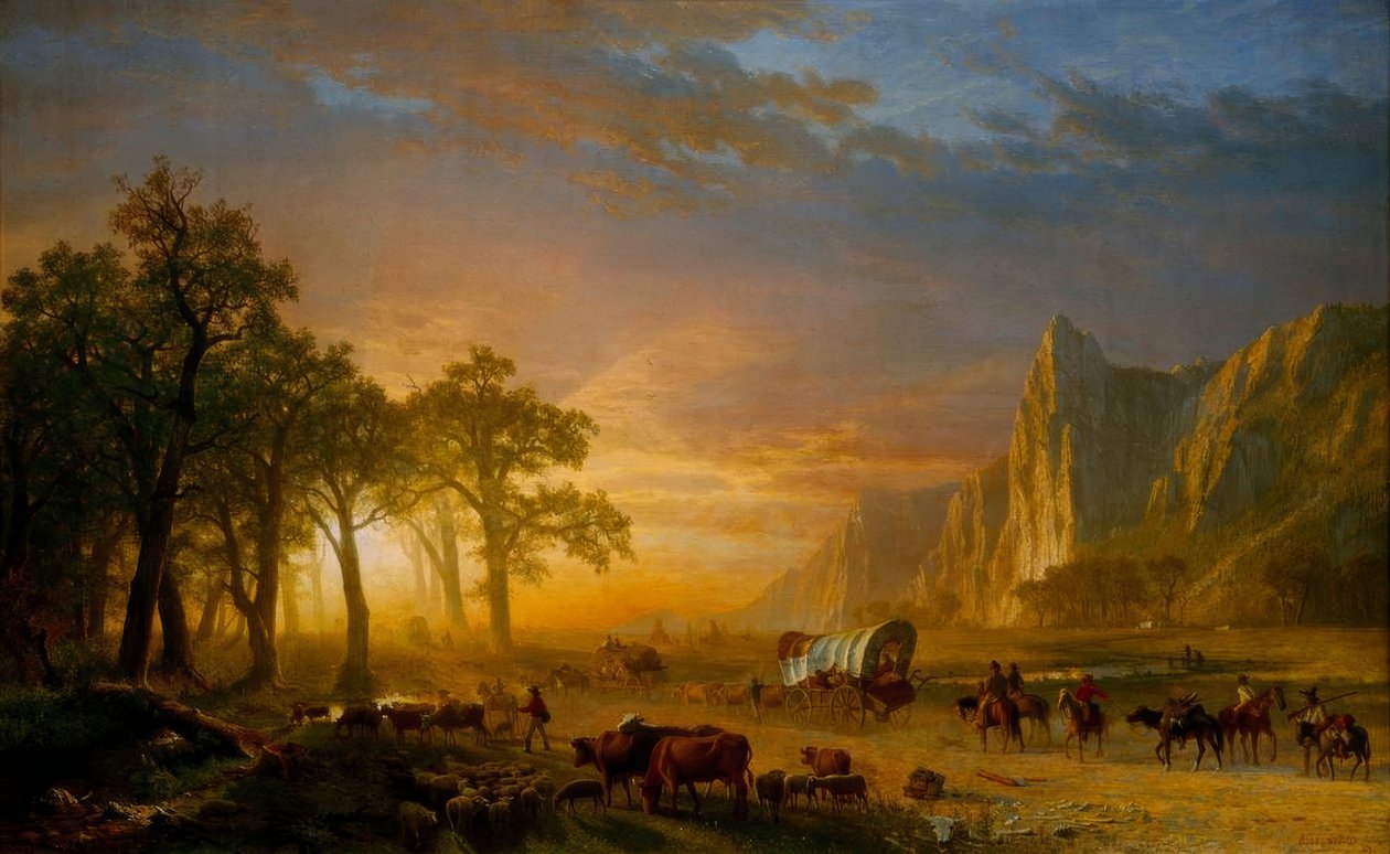 Maahanmuuttajat tasangon yli tekijältä Albert Bierstadt