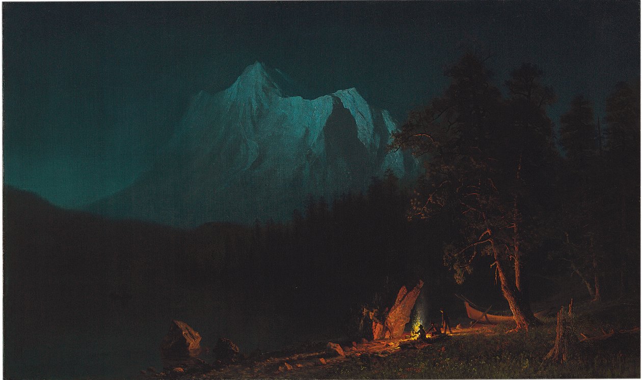 Moonlightin vuoristoinen maisema tekijältä Albert Bierstadt