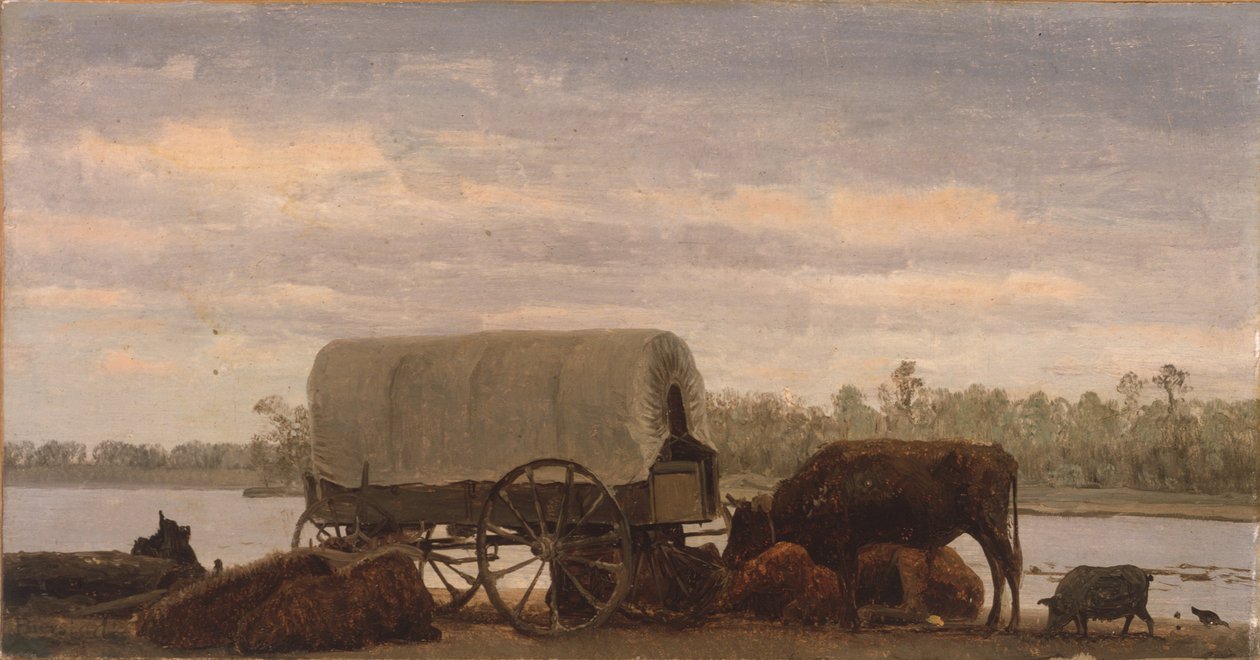 Nooning on the Platte, noin 1859 (öljy paperille kiinnitettynä kankaalle). tekijältä Albert Bierstadt