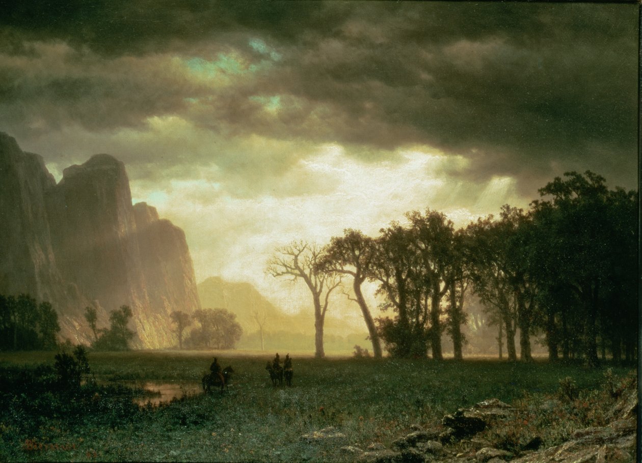 Ohittava myrsky Yosemitessa tekijältä Albert Bierstadt