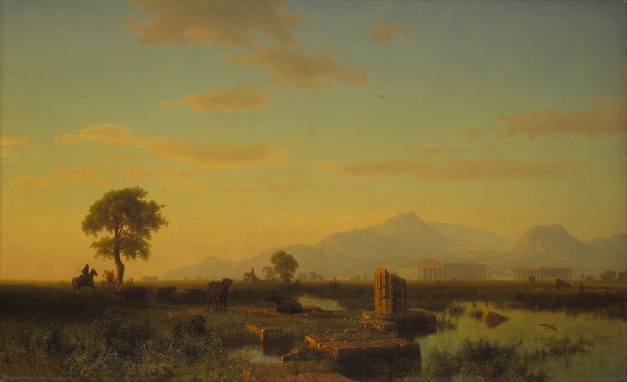 Paestumin rauniot tekijältä Albert Bierstadt