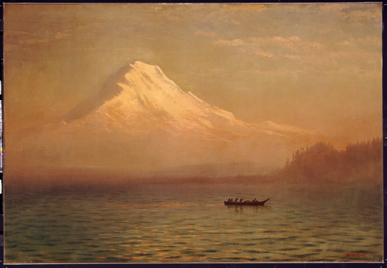 Auringonnousu Tacoma-vuorella tekijältä Albert Bierstadt