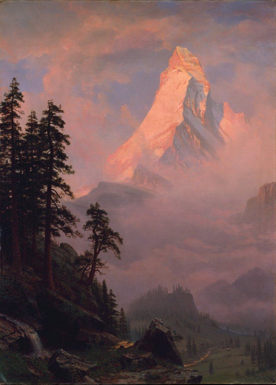 Auringonnousu Matterhornilla, vuoden 1875 jälkeen (öljy kankaalle) tekijältä Albert Bierstadt