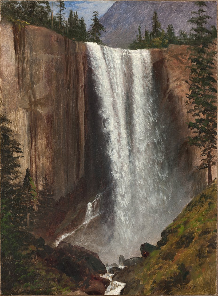 Kevätputous, 1863 (öljy paperille, kiinnitetty kankaalle) tekijältä Albert Bierstadt