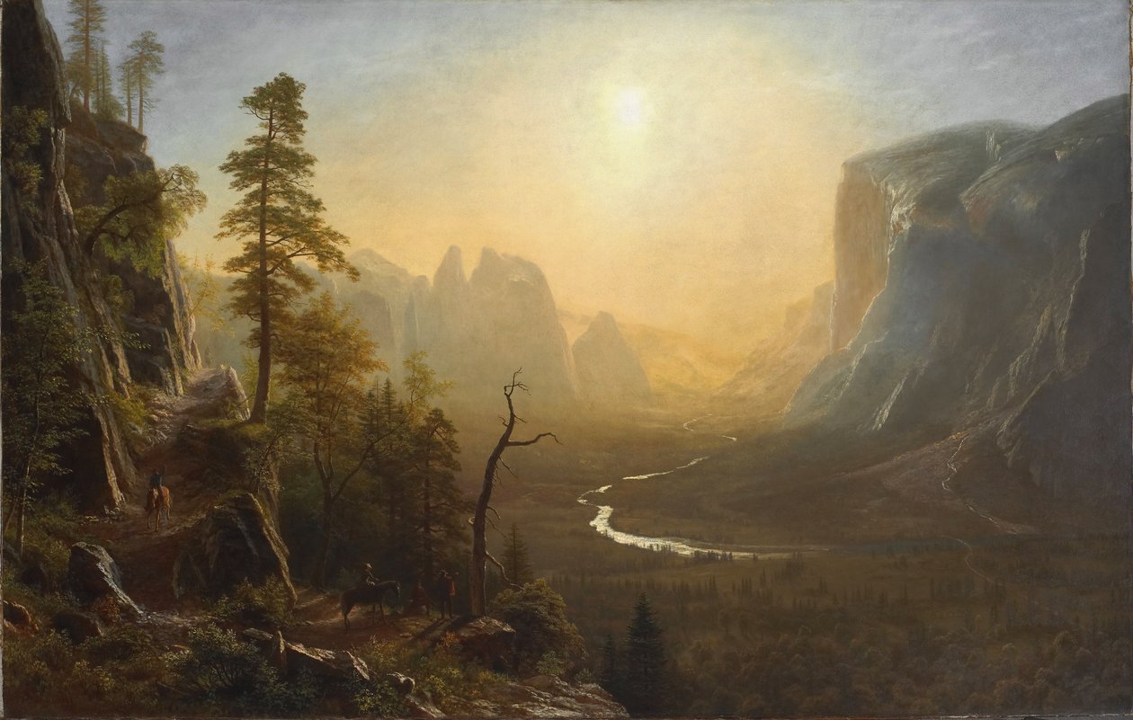 Yosemiten laakso, Glacier Point Trail, noin 1873. tekijältä Albert Bierstadt