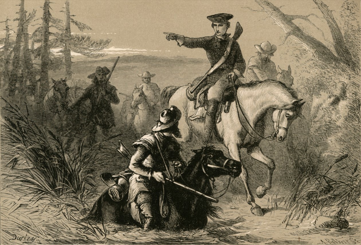 Majuri Washington tehtävässään Ranskan komentajan luona, 1877. tekijältä Albert Bobbett