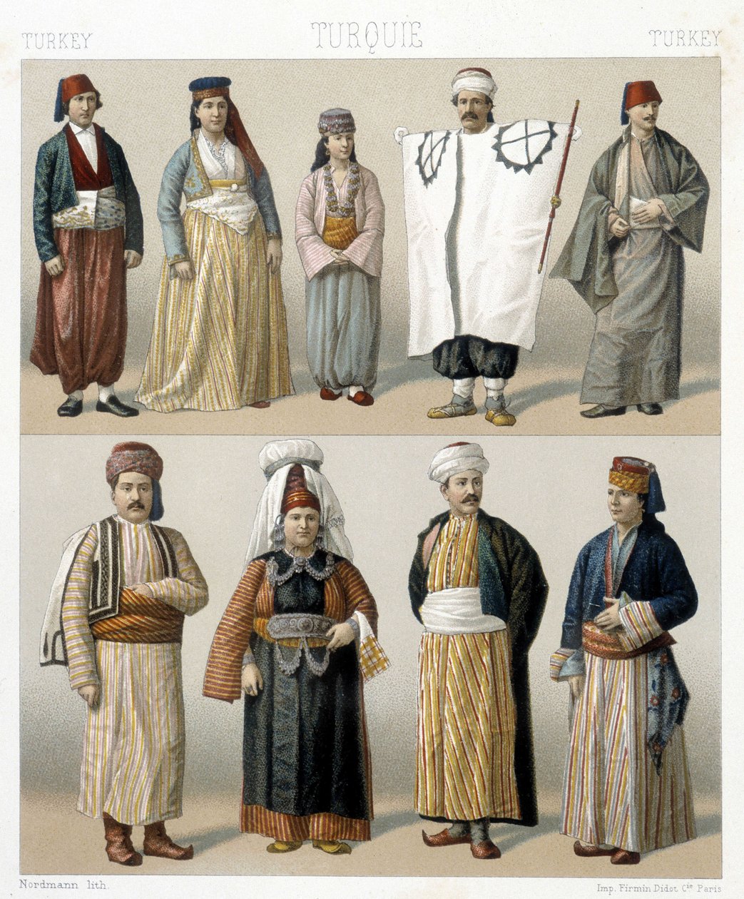 1800-luvun turkkilaisia pukuja. Kuvitus Racinet