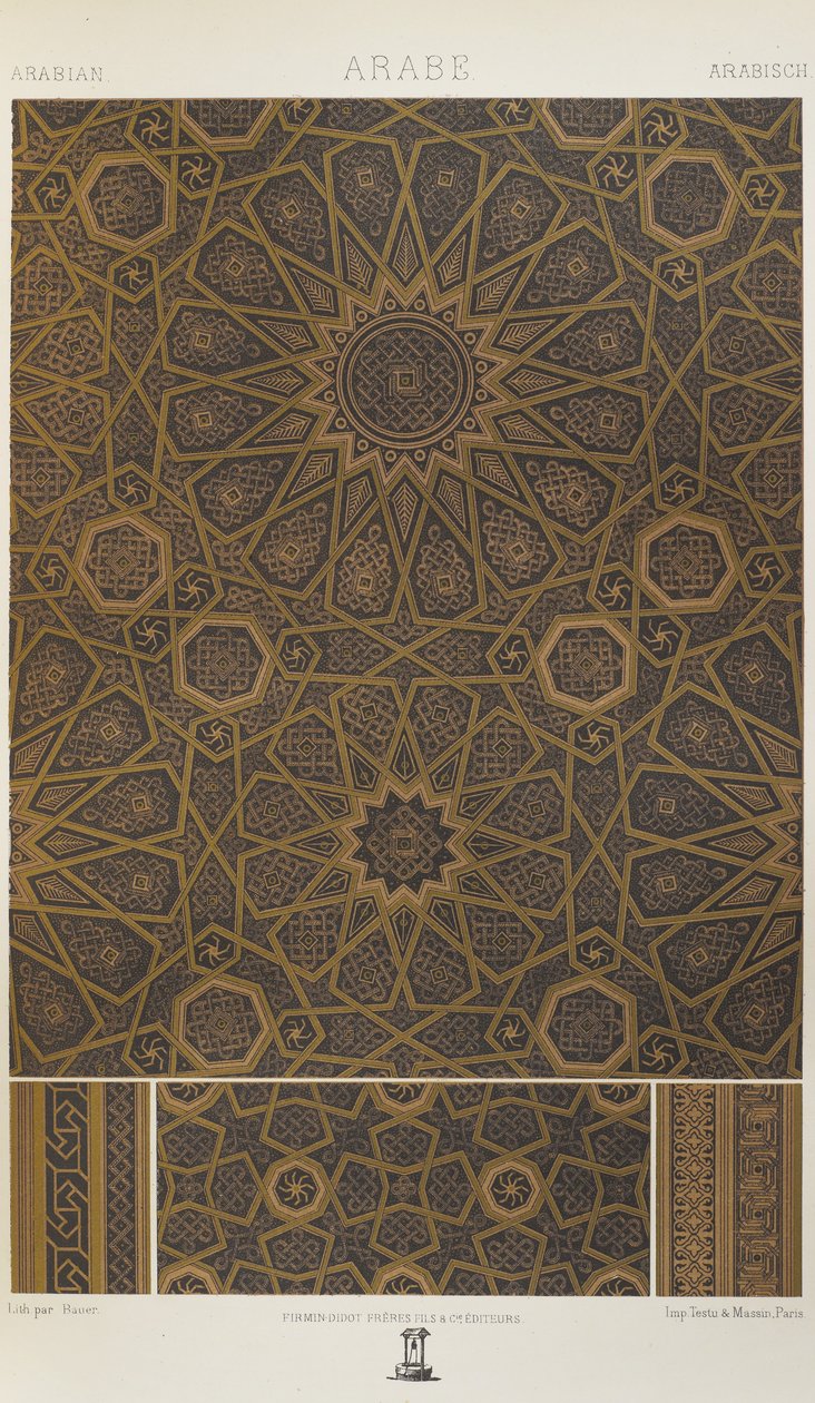 Arabialainen, levy 26 julkaisusta "Polychromatic Ornament: Sata lautasta kultaa, hopeaa ja värejä" tekijältä Albert Charles August Racinet