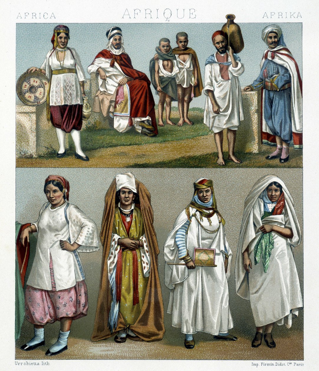 Barbaresque Costumes (Afrikka). Kuvitus Racinet