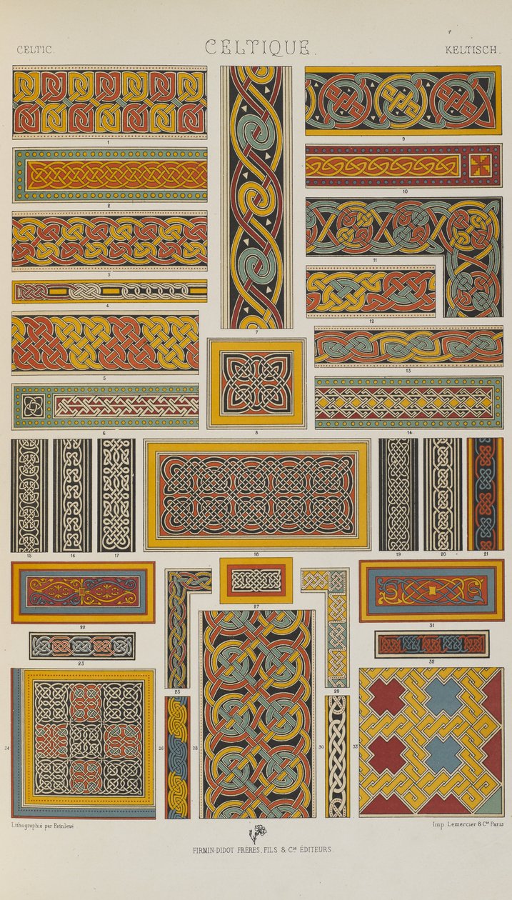 Celtic, levy 38 julkaisusta "Polychromatic Ornament: Sata lautasta kultaa, hopeaa ja värejä" tekijältä Albert Charles August Racinet