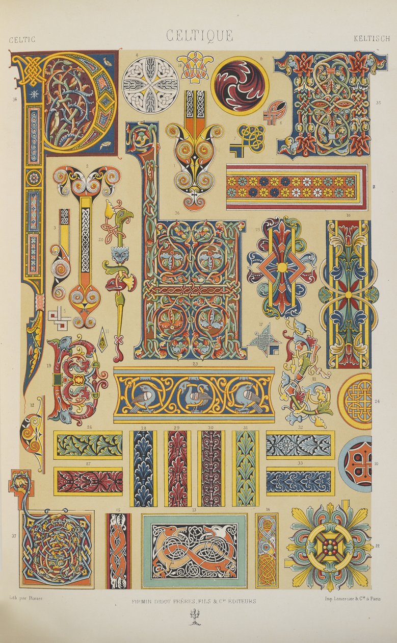 Celtic, levy 39 julkaisusta "Polychromatic Ornament: Sata lautasta kultaa, hopeaa ja värejä" tekijältä Albert Charles August Racinet