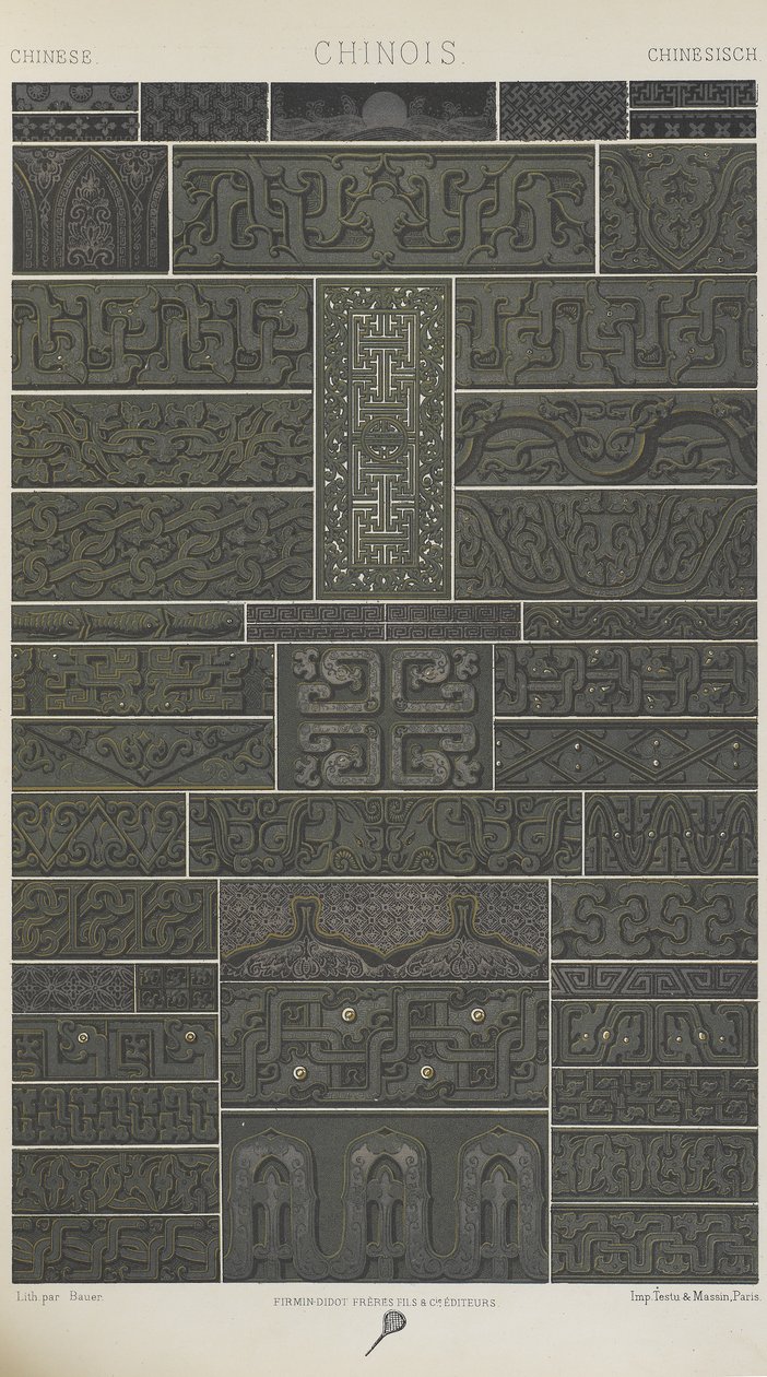 kiina, levy 10 julkaisusta "Polychromatic Ornament: Sata lautasta kultaa, hopeaa ja värejä" tekijältä Albert Charles August Racinet