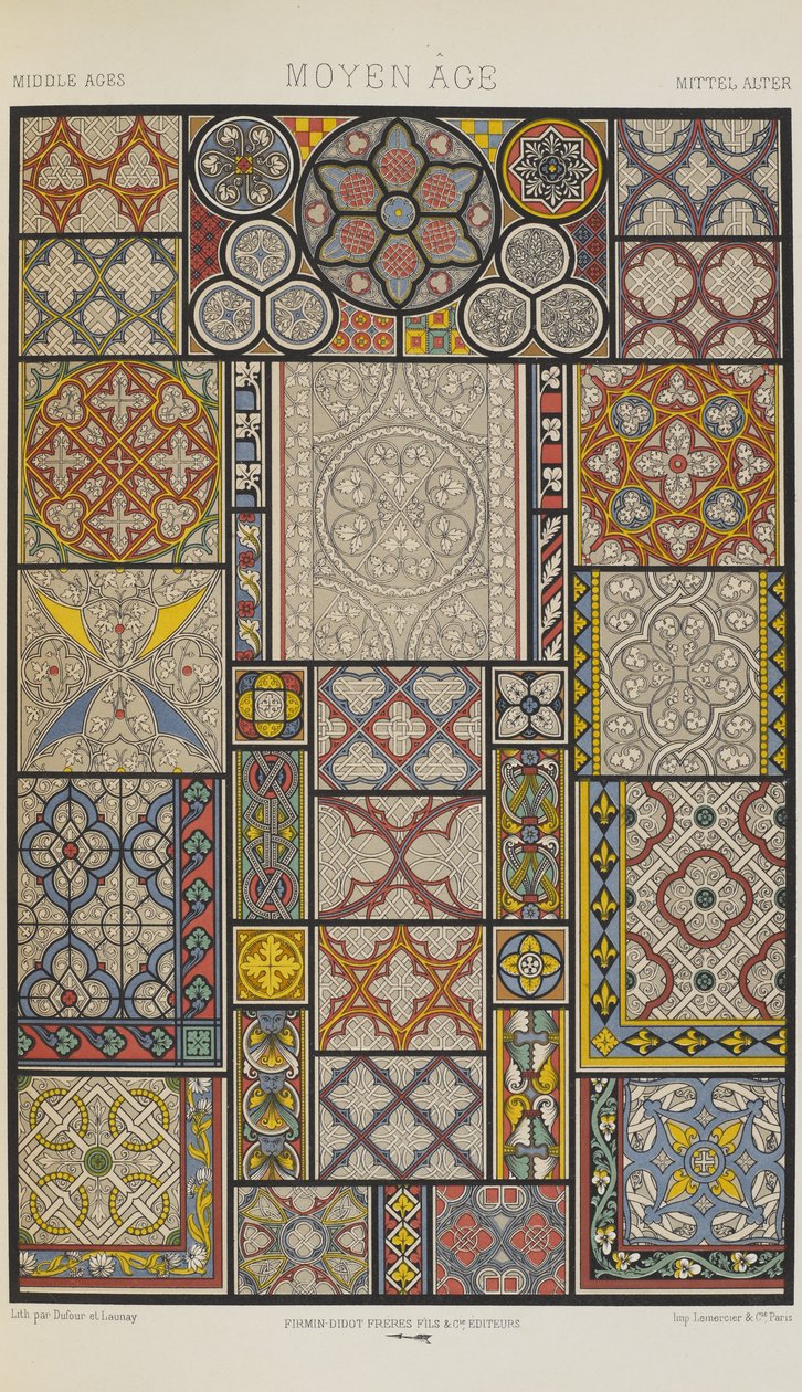 Keskiaika, levy 45 julkaisusta "Polychromatic Ornament: Sata lautasta kultaa, hopeaa ja värejä" tekijältä Albert Charles August Racinet