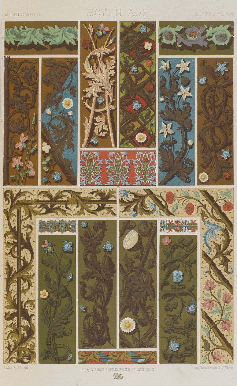 Keskiaika, levy 50 julkaisusta "Polychromatic Ornament: Sata lautasta kultaa, hopeaa ja värejä" tekijältä Albert Charles August Racinet
