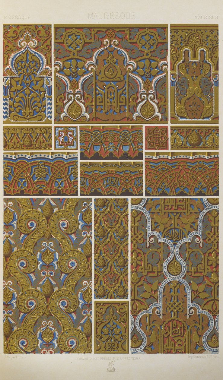 Maurilainen, levy 30 kokoelmasta "Polychromatic Ornament: Sata lautasta kultaa, hopeaa ja värejä" tekijältä Albert Charles August Racinet
